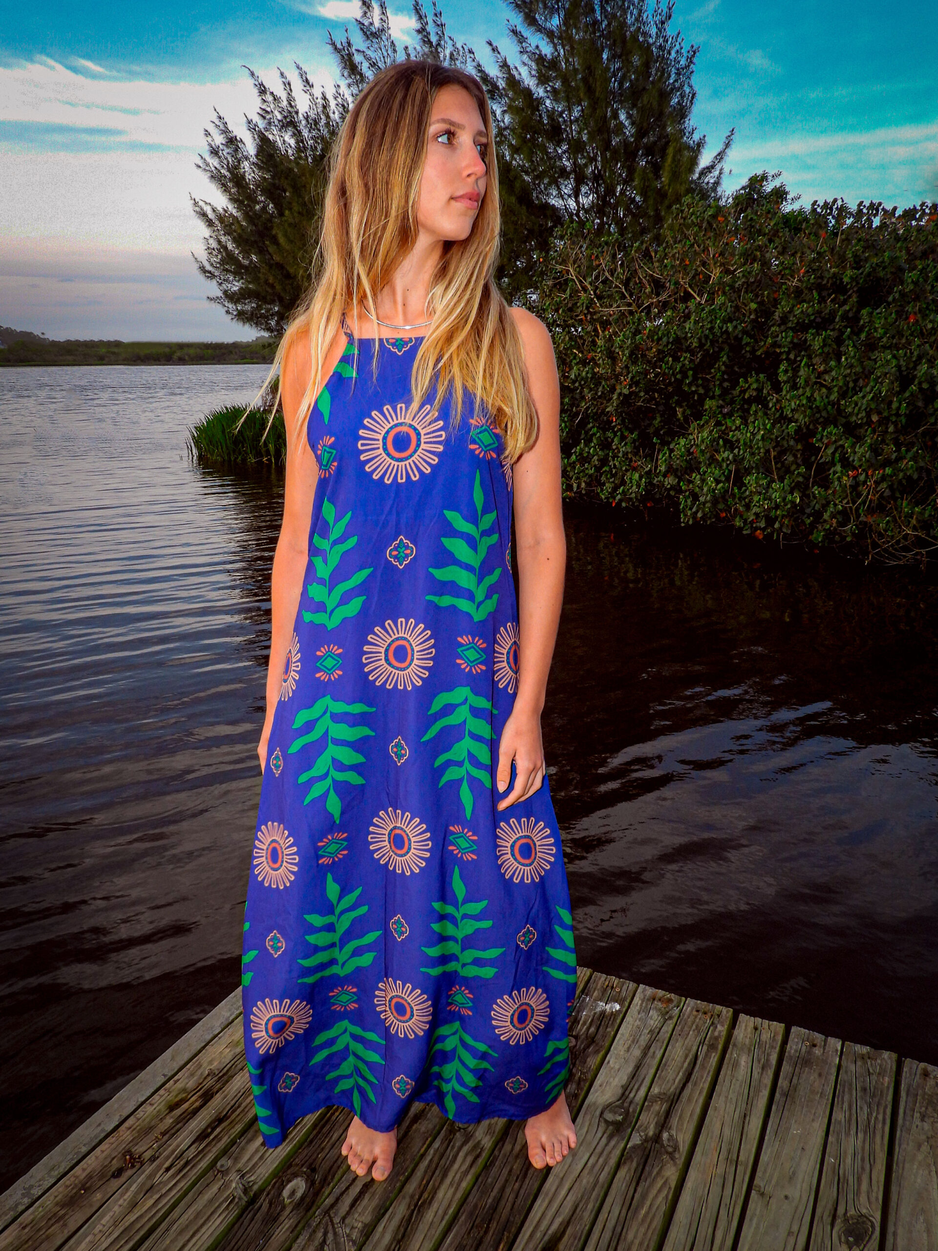 Vestido Azul Jardim