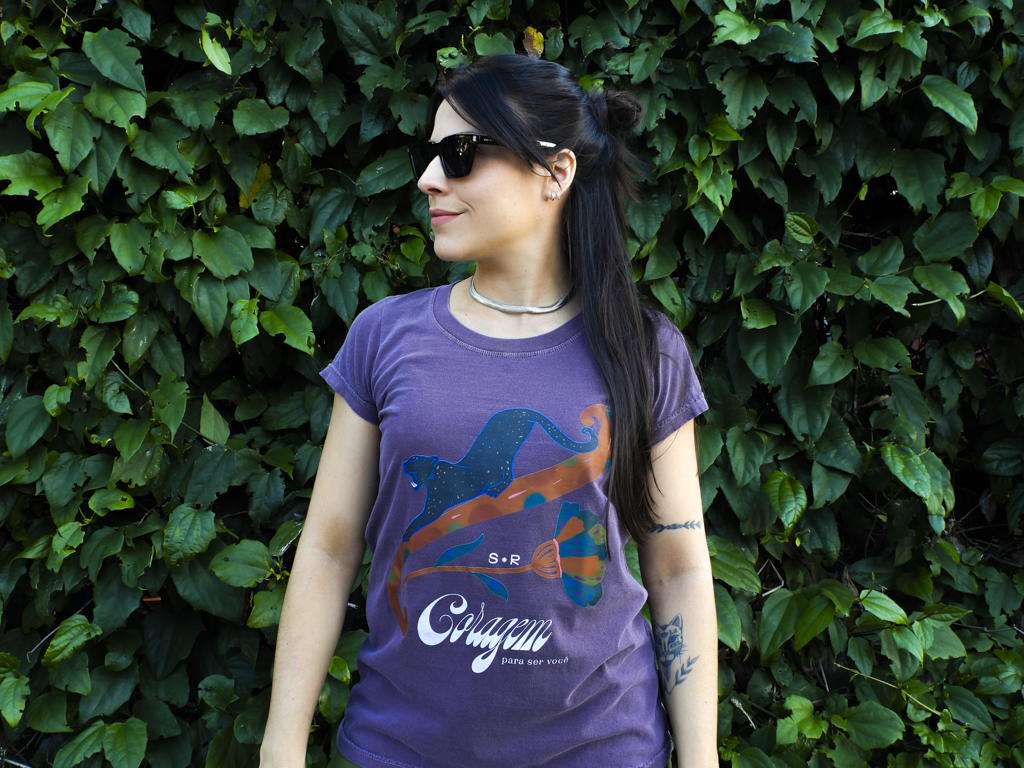 Babylook Estampada "Coragem"