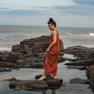Vestido Liso Terracota